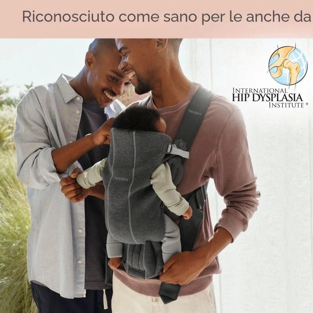BabyBjörn Marsupio Mini 3D Jersey, Grigio Scuro - immagine 2