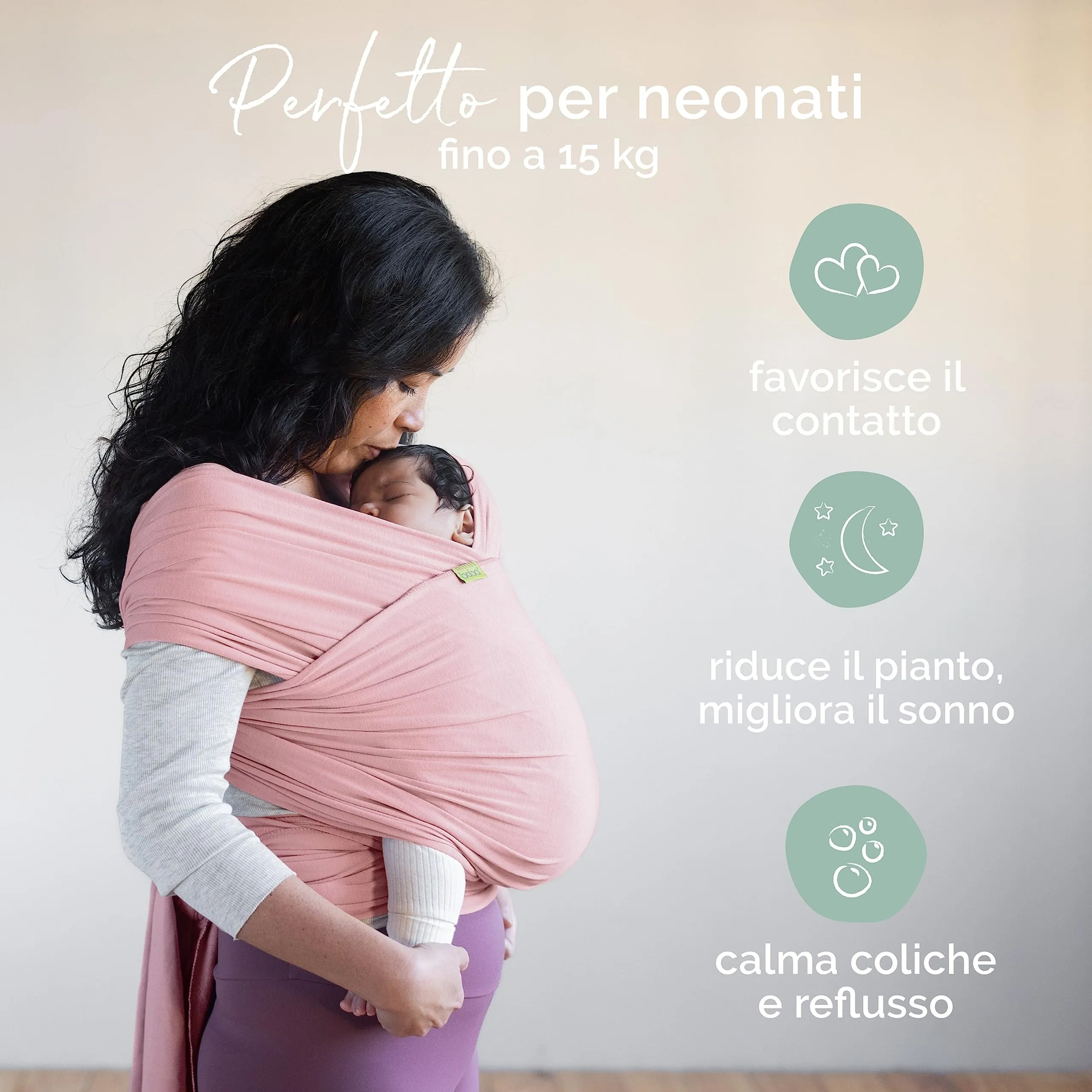 Boba Fascia Porta Bebè Elastica in Bambù, Serenity Fiorito - immagine 2
