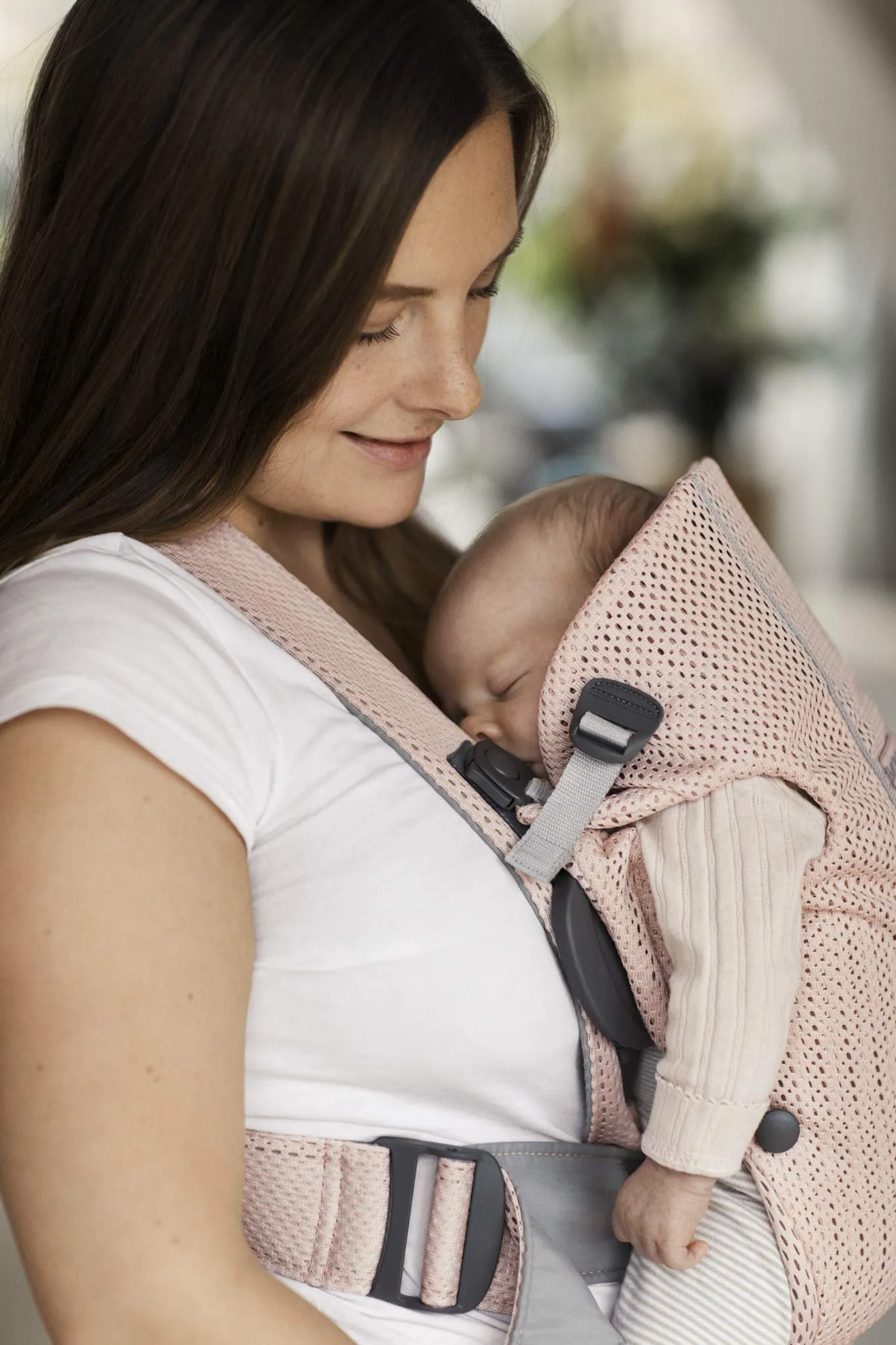 BabyBjörn Marsupio Mini 3D Mesh, Rosa Perlato - immagine 7