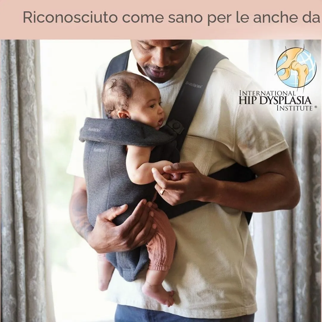 BabyBjörn Marsupio Mini, 3D Jersey, Grigio Carbone - immagine 2