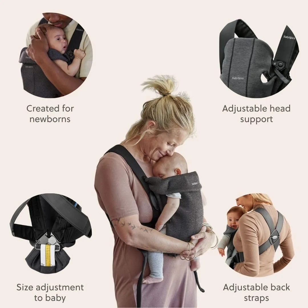 BabyBjörn Marsupio Mini, 3D Jersey, Grigio Carbone - immagine 3