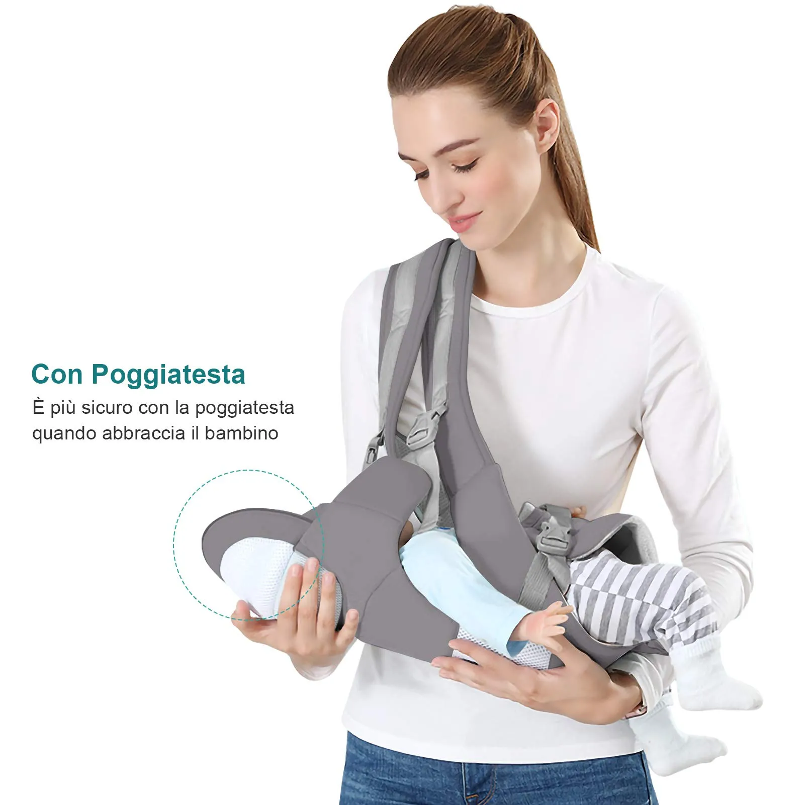 YIKANWEN Marsupio Neonato Ergonomico 0-36 mesi, fino a 25kg - immagine 3