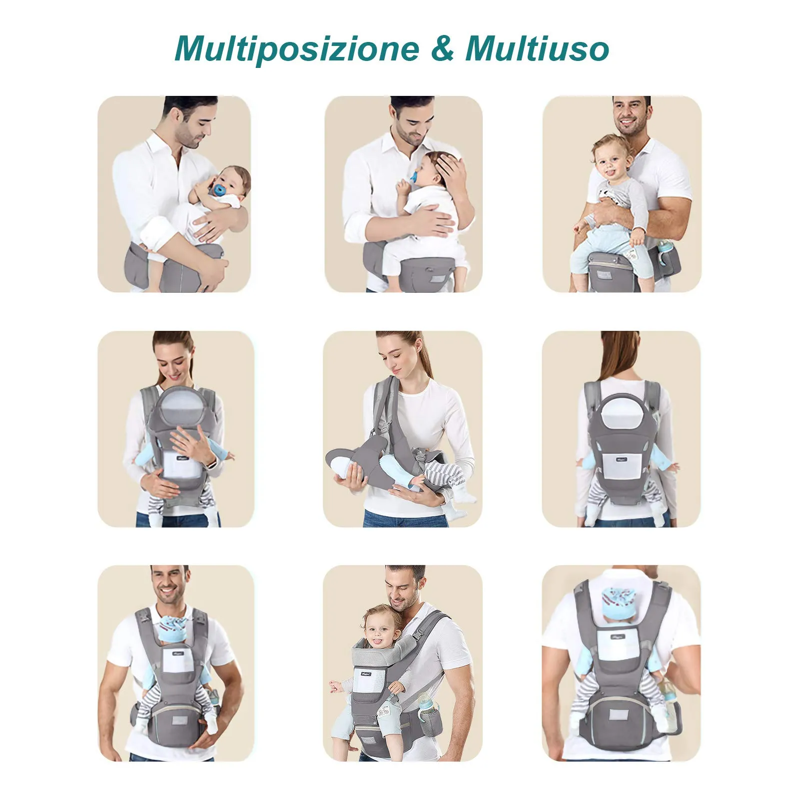 YIKANWEN Marsupio Neonato Ergonomico 0-36 mesi, fino a 25kg - immagine 5