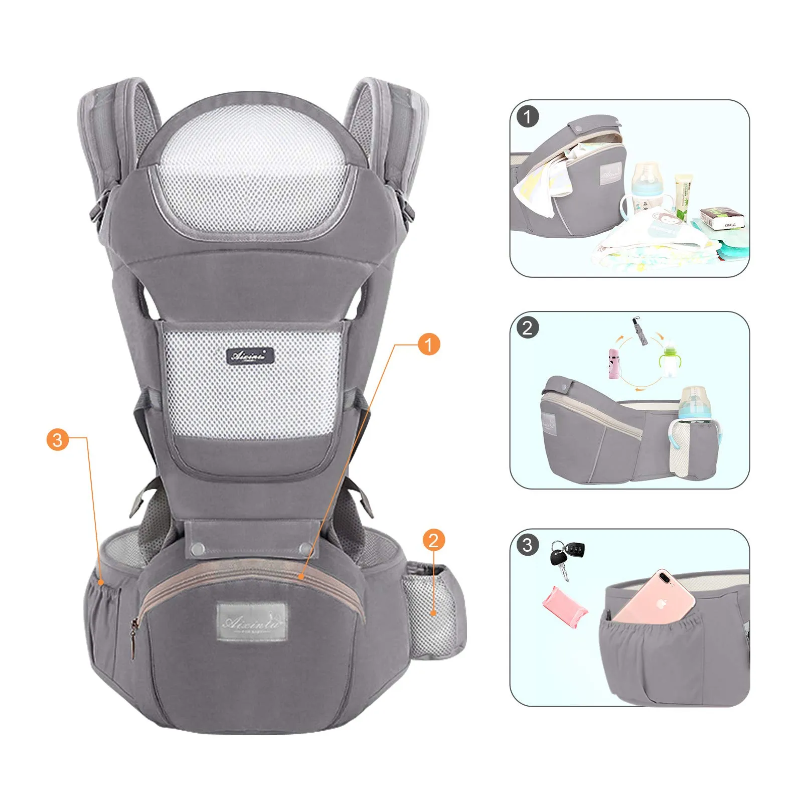 YIKANWEN Marsupio Neonato Ergonomico 0-36 mesi, fino a 25kg - immagine 7