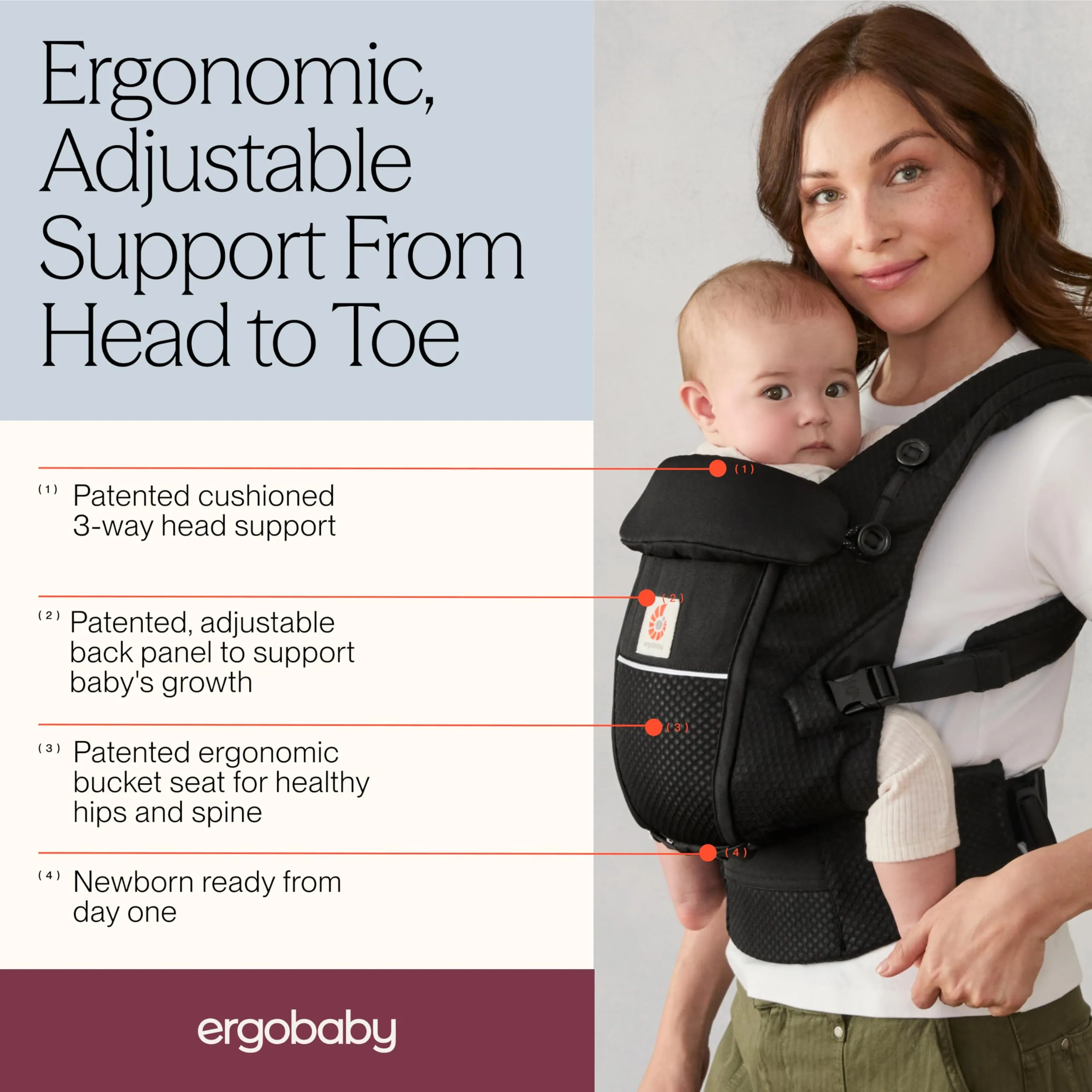 Ergobaby Adapt Marsupio per neonati e bambini 0-48 mesi - immagine 2