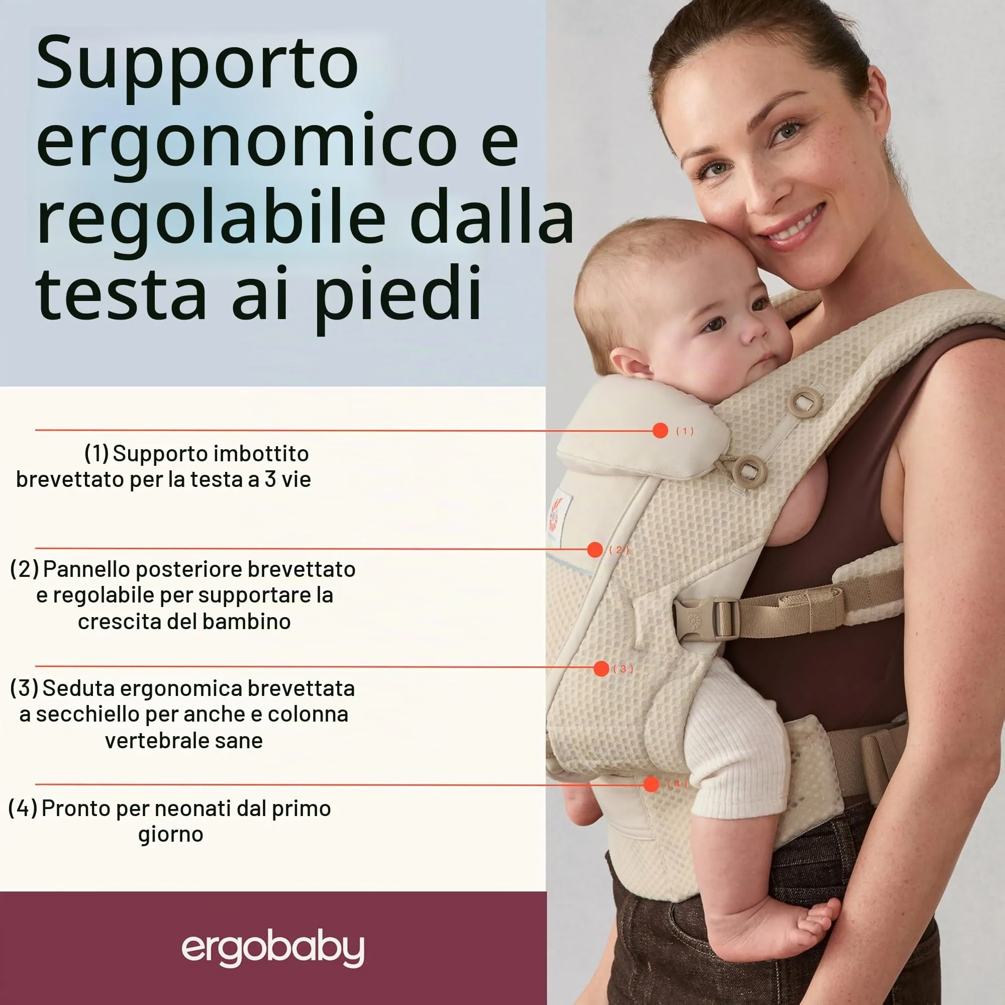 Ergobaby Adapt Marsupio per neonati e bambini 0-48 mesi - immagine 2