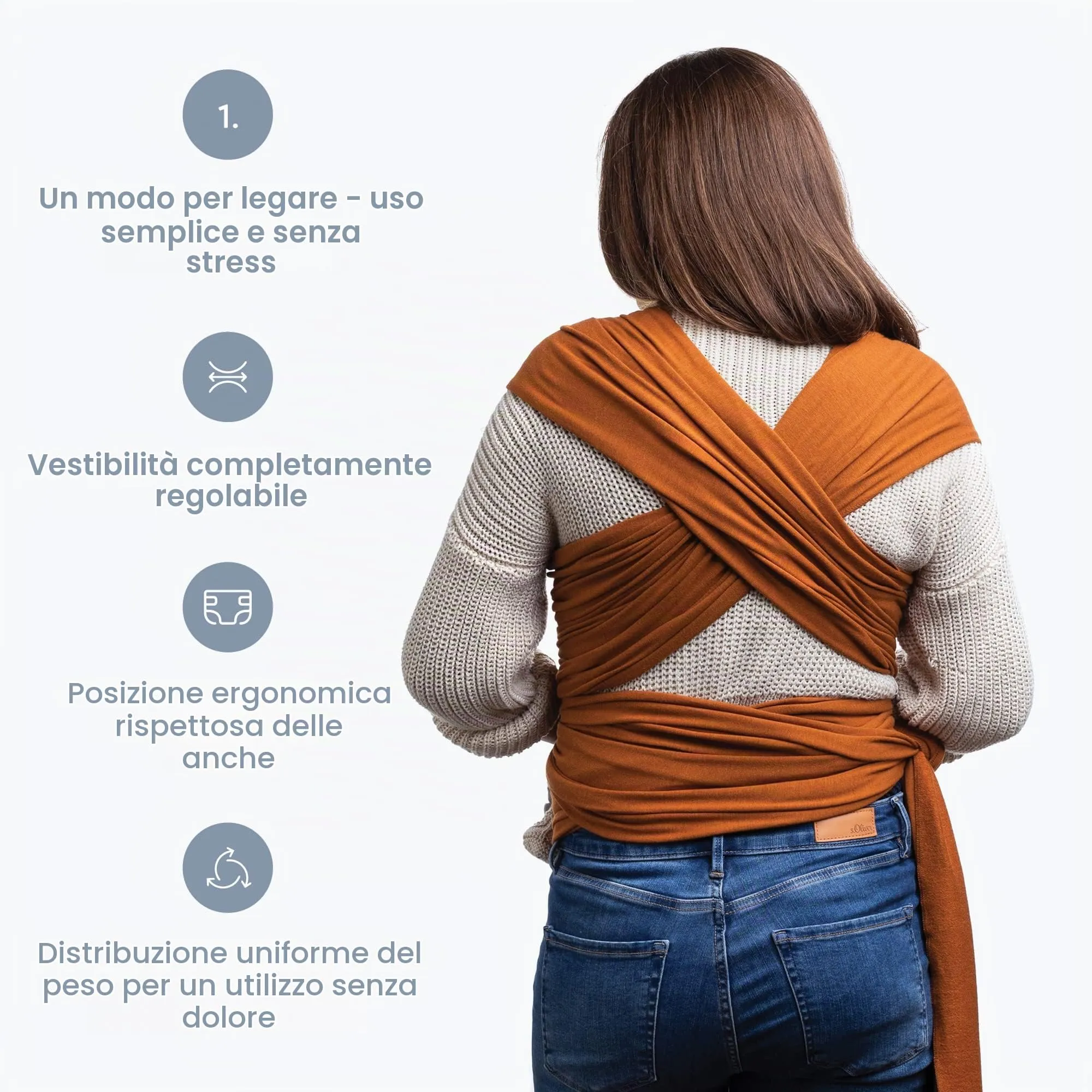 Cuddlebug Fascia Porta Bebè Elastica, 3-16 kg, Marrone - immagine 8