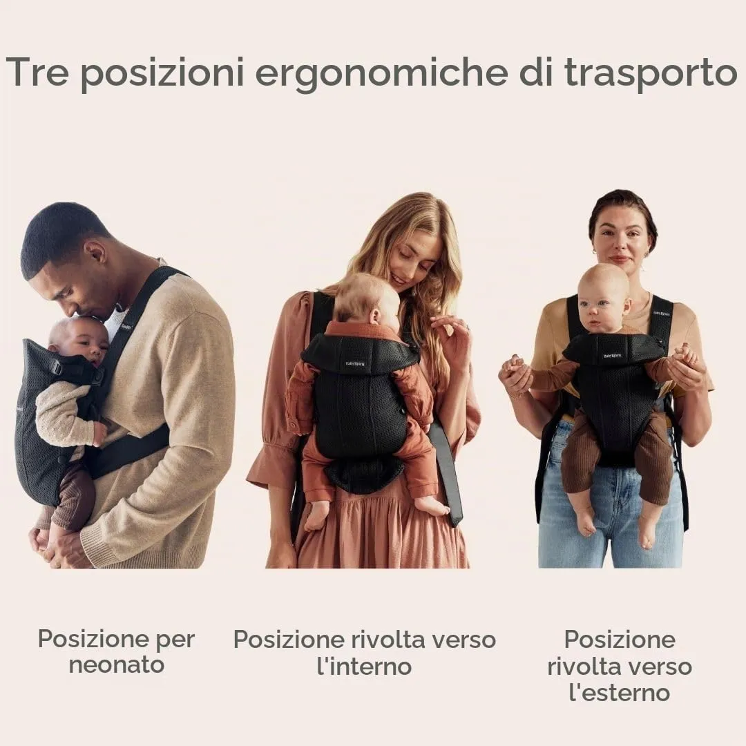 BabyBjörn Marsupio Mini Mesh 3D, Nero - immagine 3