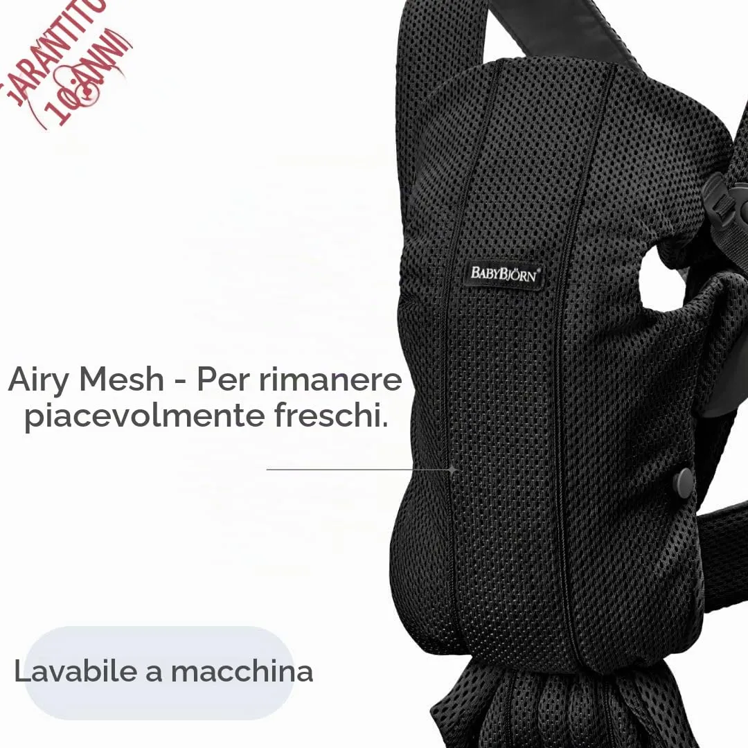 BabyBjörn Marsupio Mini Mesh 3D, Nero - immagine 7