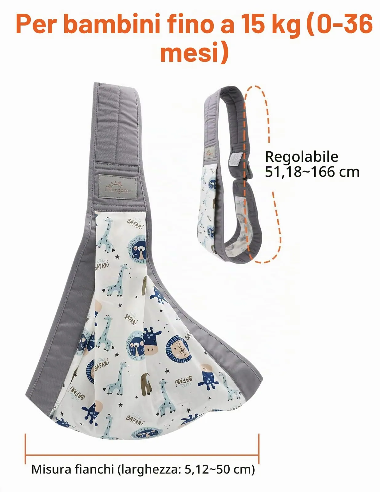 Mumgaroo Fascia Porta Bebè Ergonomica (0-15kg, Pieghevole 12 cm) - immagine 7