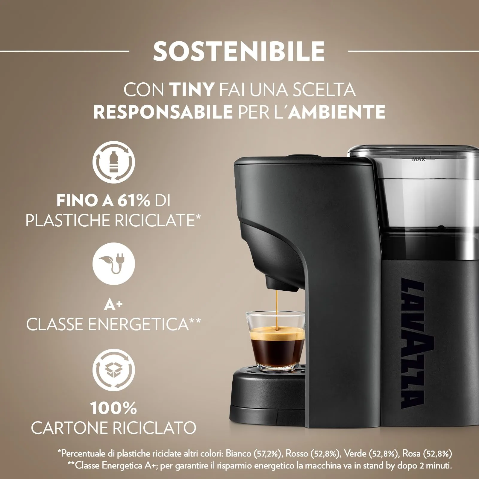 Lavazza A Modo Mio Macchina per Caffè Tiny Nera con 64 Capsule Qualità Rossa - immagine 2