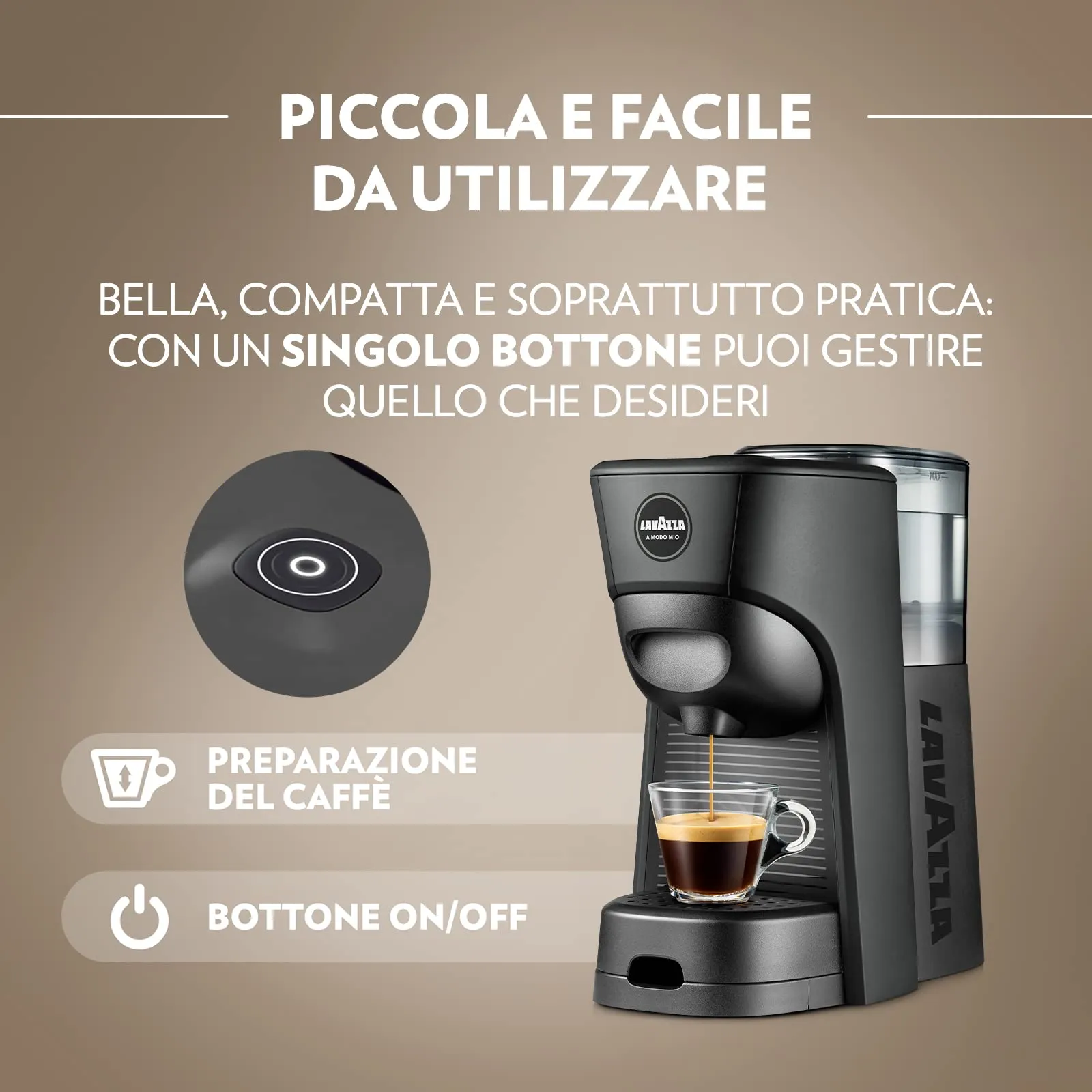 Lavazza A Modo Mio Macchina per Caffè Tiny Nera con 64 Capsule Qualità Rossa - immagine 3
