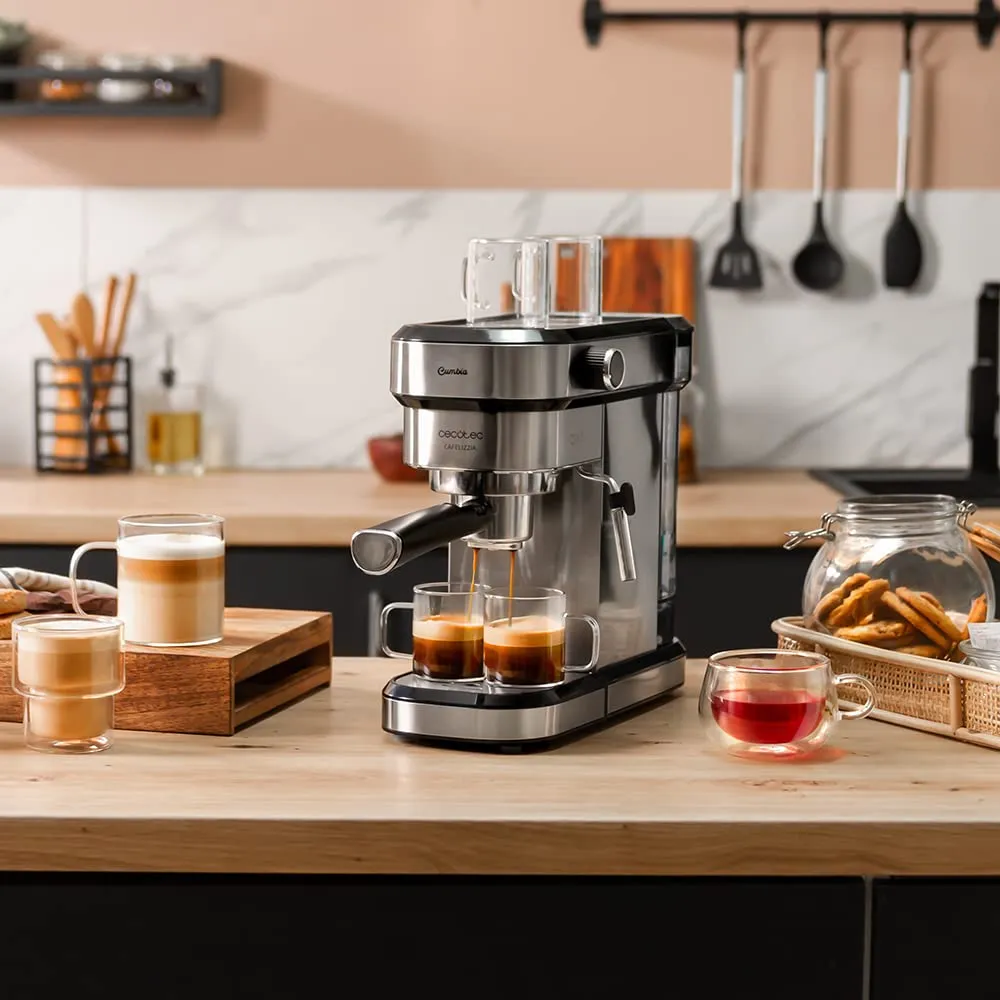 Cecotec Cafelizzia 790 Steel Duo Macchina da Caffè Espresso, 1350 W, 20 Bar, Sistema Thermoblock, con Vaporizzatore e Filtro Capsule - immagine 2