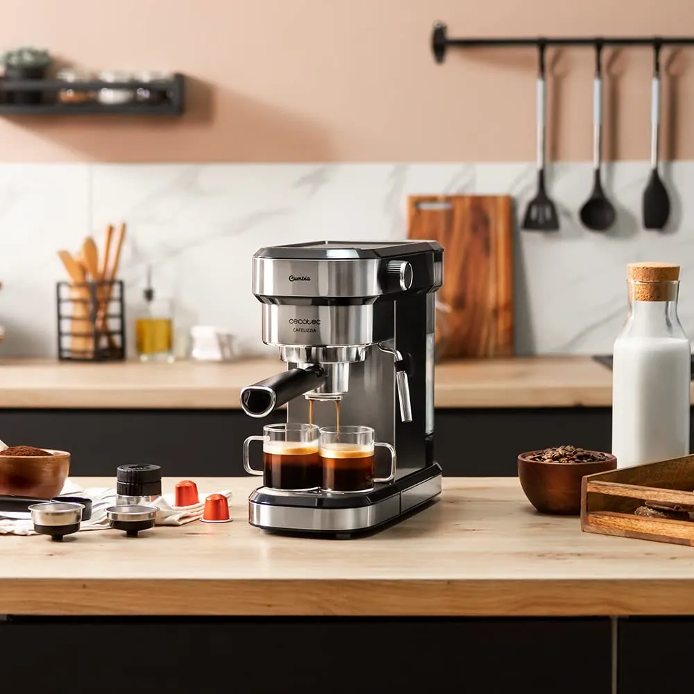 Cecotec Cafelizzia 790 Steel Duo Macchina da Caffè Espresso, 1350 W, 20 Bar, Sistema Thermoblock, con Vaporizzatore e Filtro Capsule - immagine 7