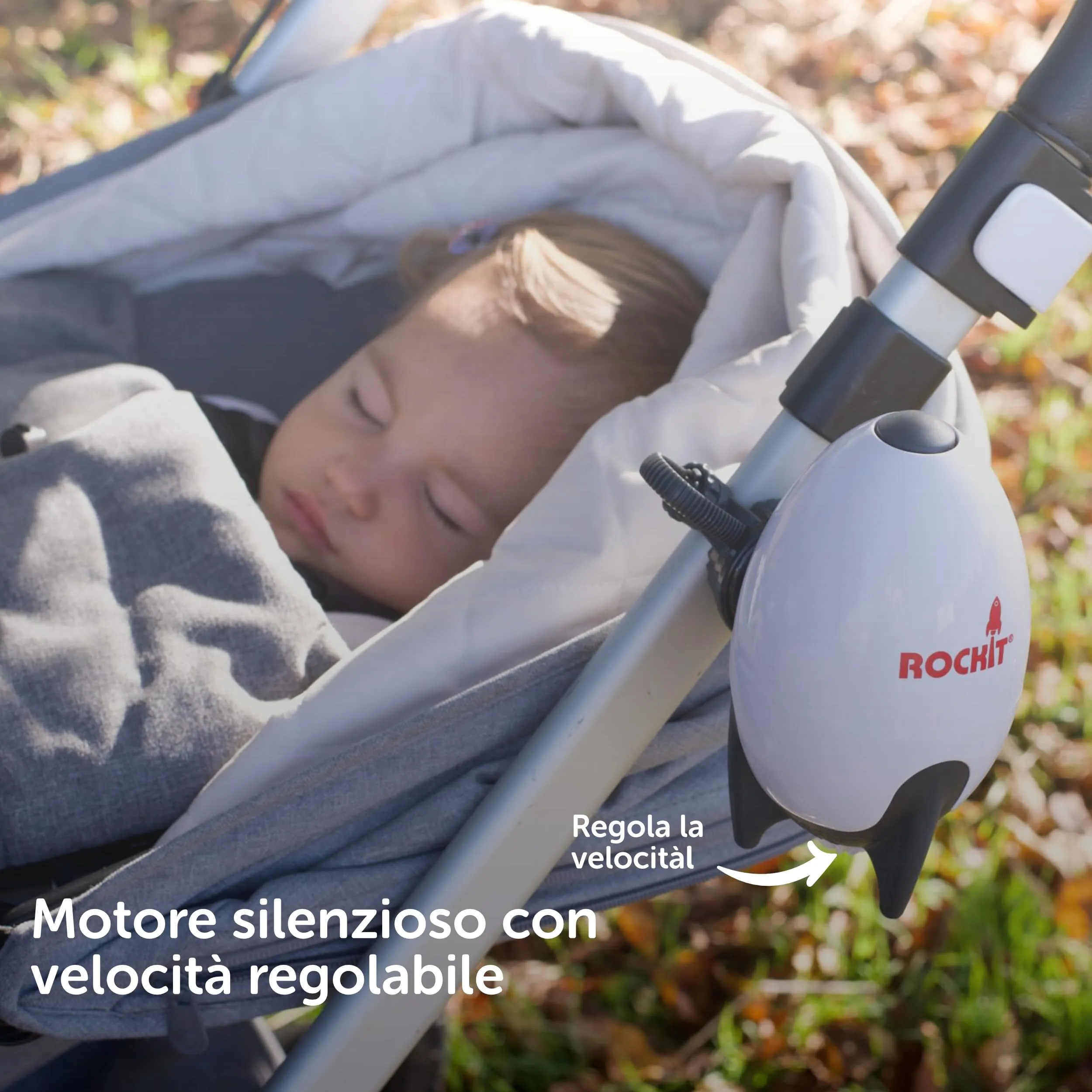 Rockit Dondolo Passeggino Automatico Ricaricabile, Velocità Regolabile, Timer 60 Min, Universale - immagine 7