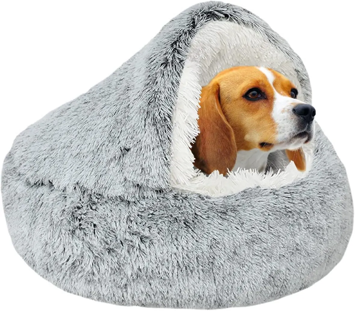 SUOXU Cuscino Calmante per Cani a Forma di Ciambella, 65 cm, Grigio - immagine 1
