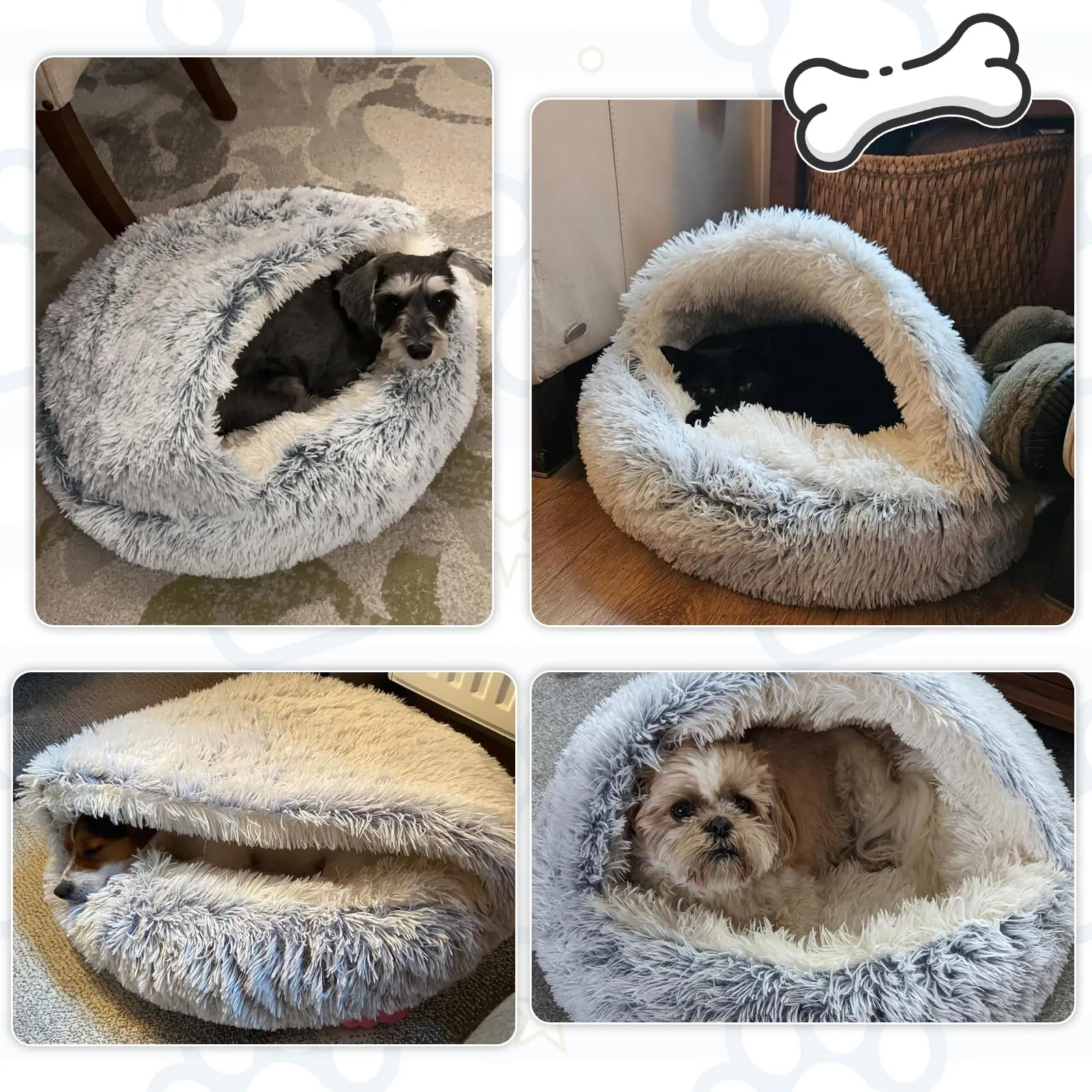 SUOXU Cuscino Calmante per Cani a Forma di Ciambella, 65 cm, Grigio - immagine 5