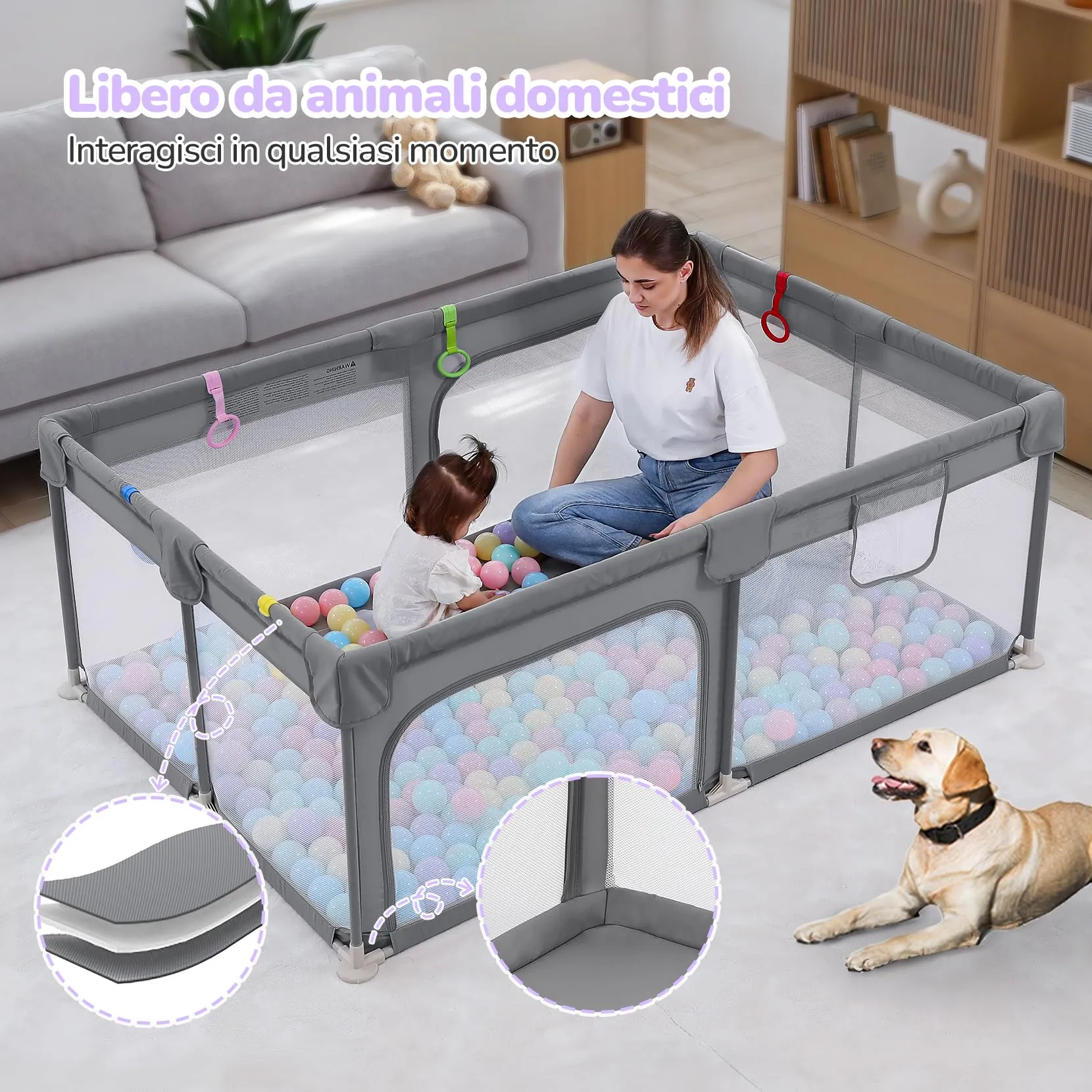 Dripex Box Recinto per Bambini e Neonati, Medium, Grigio - immagine 3