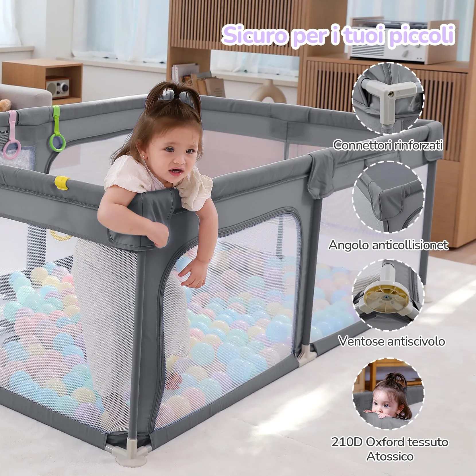 Dripex Box Recinto per Bambini e Neonati, Medium, Grigio - immagine 6