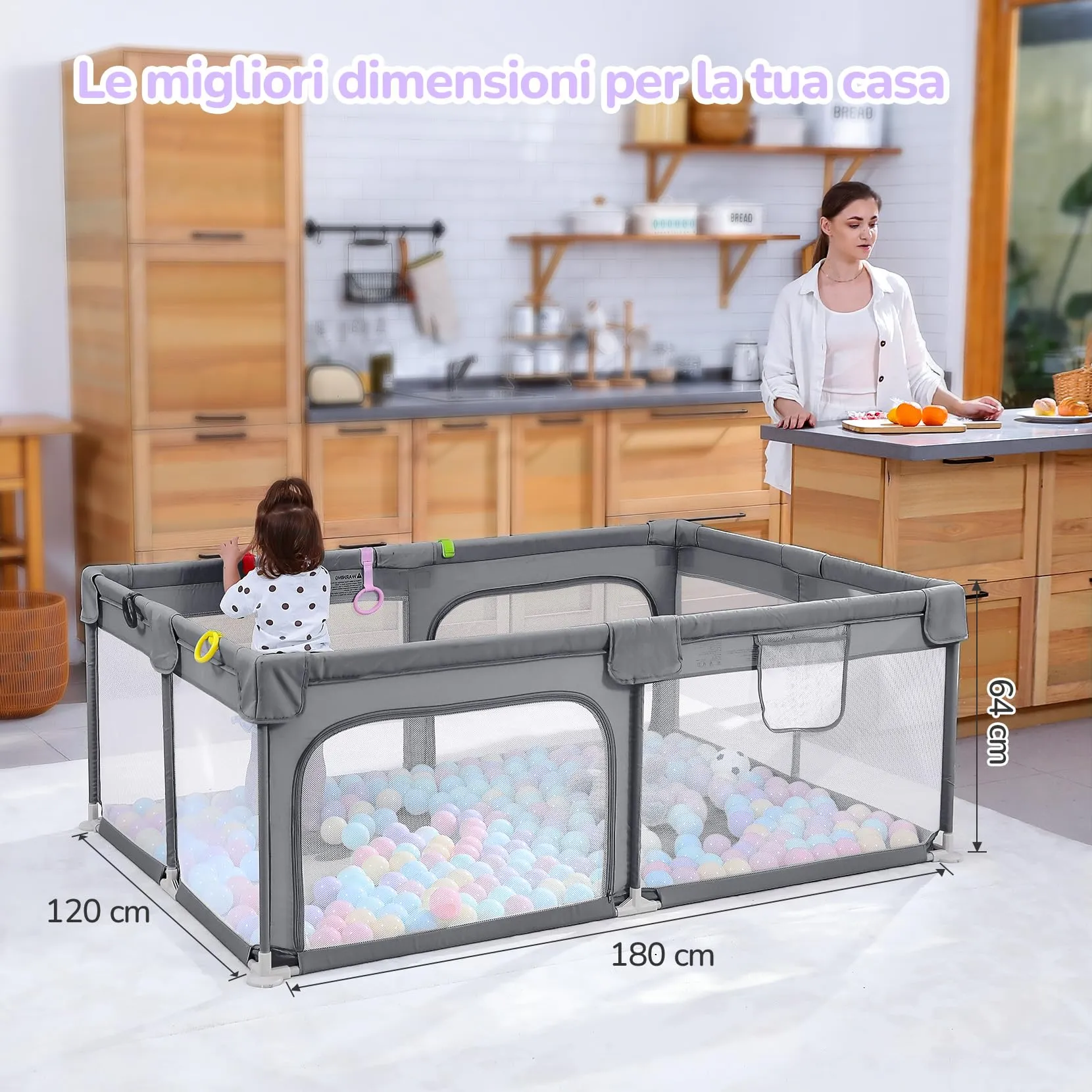 Dripex Box Recinto per Bambini e Neonati, Medium, Grigio - immagine 7