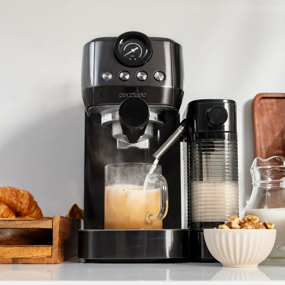Cecotec Power Espresso 20 Steel Pro Latte Macchina da Caffè Semiautomatica, 1350W, 20 Bar, Thermoblock, Serbatoio Full-Milk, Instant Cappuccino - immagine 4