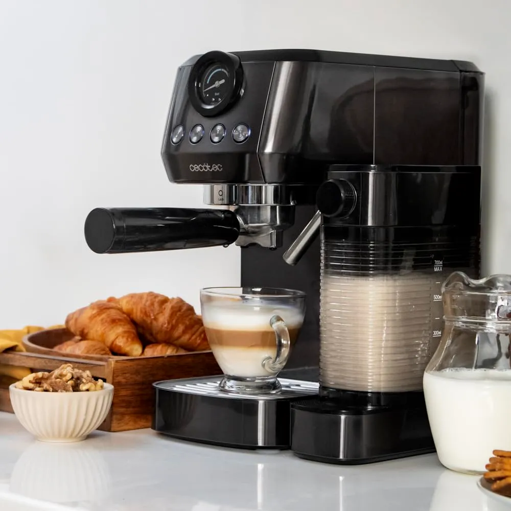 Cecotec Power Espresso 20 Steel Pro Latte Macchina da Caffè Semiautomatica, 1350W, 20 Bar, Thermoblock, Serbatoio Full-Milk, Instant Cappuccino - immagine 6