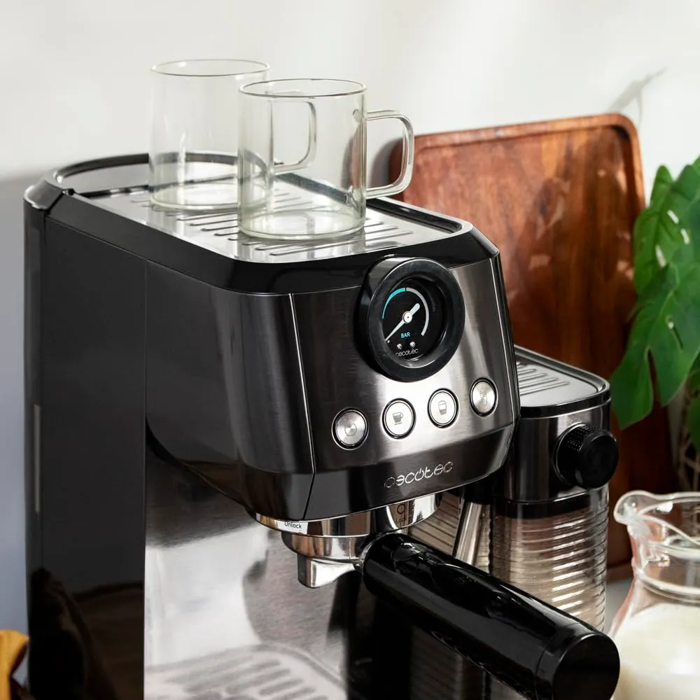 Cecotec Power Espresso 20 Steel Pro Latte Macchina da Caffè Semiautomatica, 1350W, 20 Bar, Thermoblock, Serbatoio Full-Milk, Instant Cappuccino - immagine 9