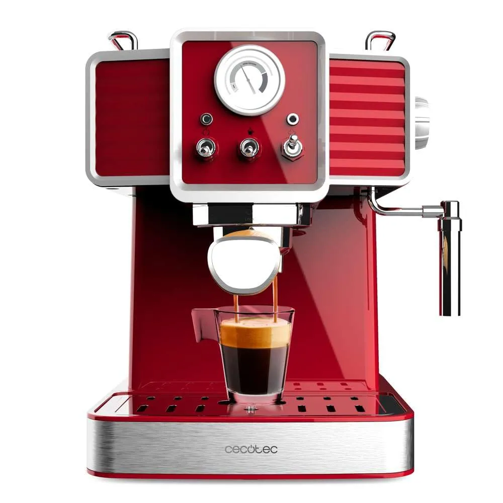 Cecotec Power Espresso 20 Tradizionale Light Red, 1350 W, 20 Bar, Vaporizzatore Orientabile, Braccio Doppio, Spegnimento Automatico - immagine 1