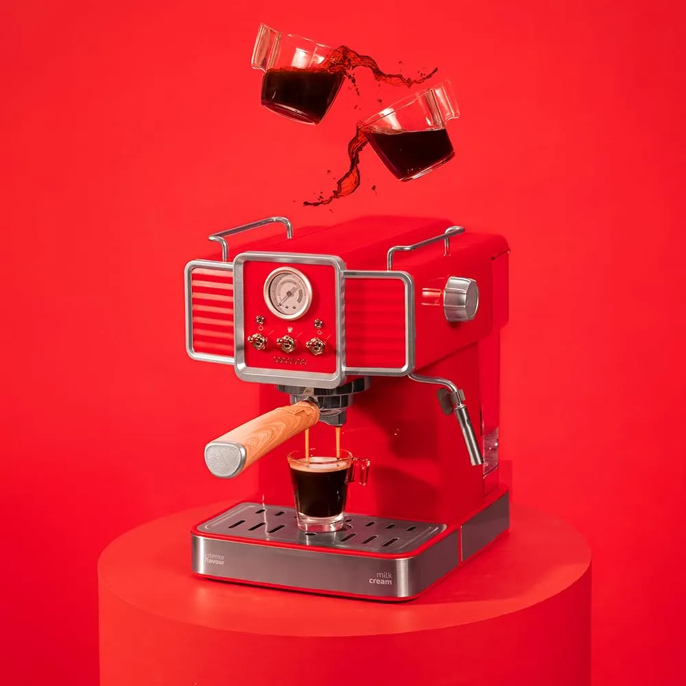Cecotec Power Espresso 20 Tradizionale Light Red, 1350 W, 20 Bar, Vaporizzatore Orientabile, Braccio Doppio, Spegnimento Automatico - immagine 2