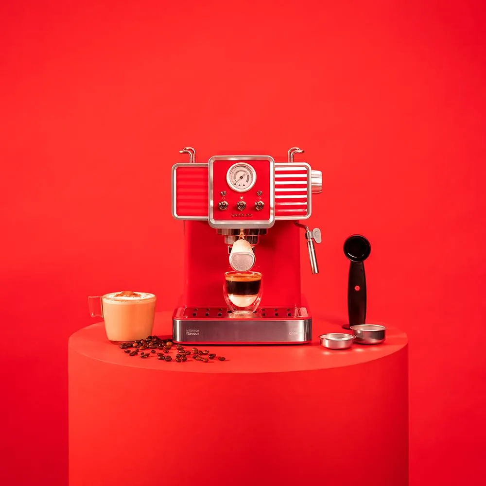 Cecotec Power Espresso 20 Tradizionale Light Red, 1350 W, 20 Bar, Vaporizzatore Orientabile, Braccio Doppio, Spegnimento Automatico - immagine 3