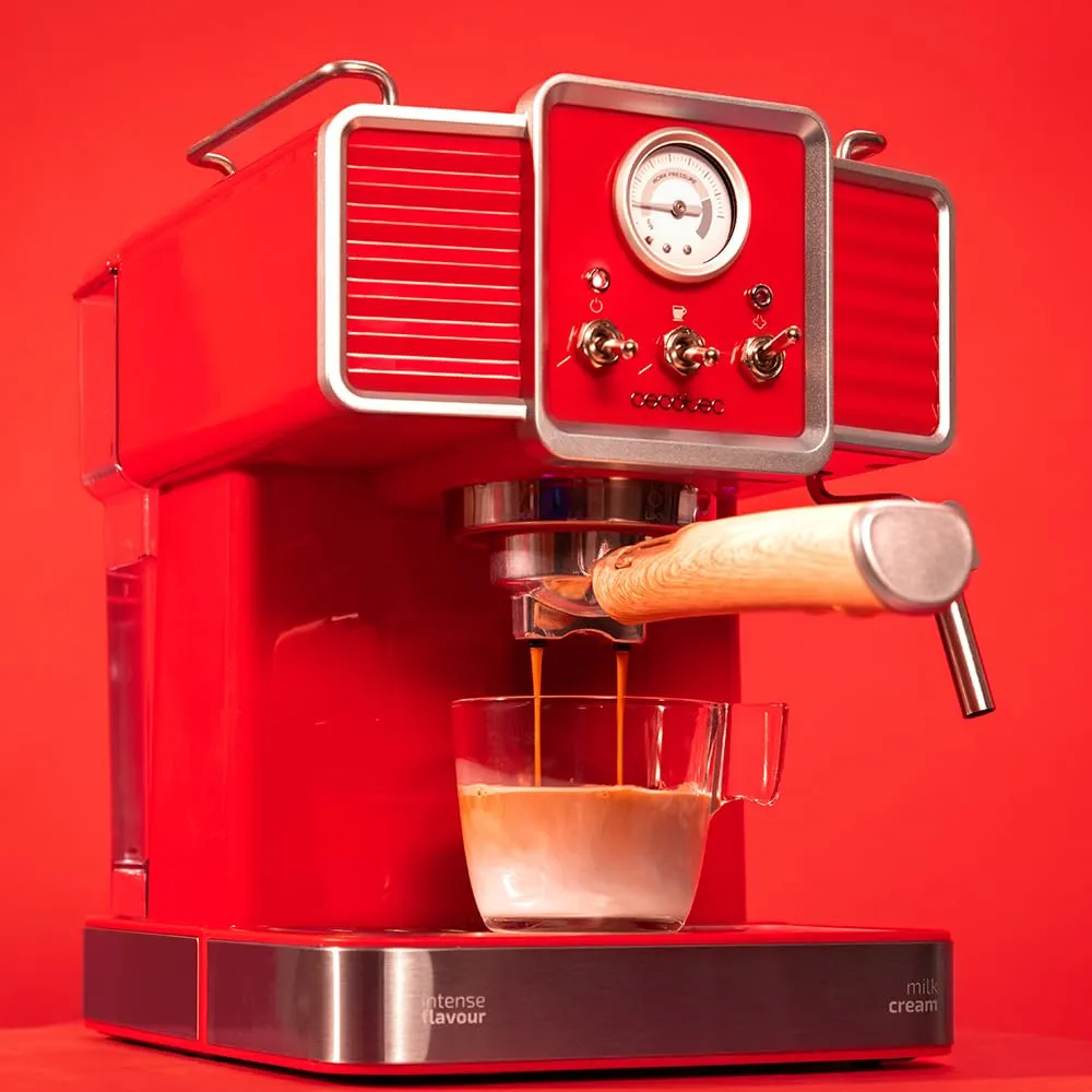 Cecotec Power Espresso 20 Tradizionale Light Red, 1350 W, 20 Bar, Vaporizzatore Orientabile, Braccio Doppio, Spegnimento Automatico - immagine 5