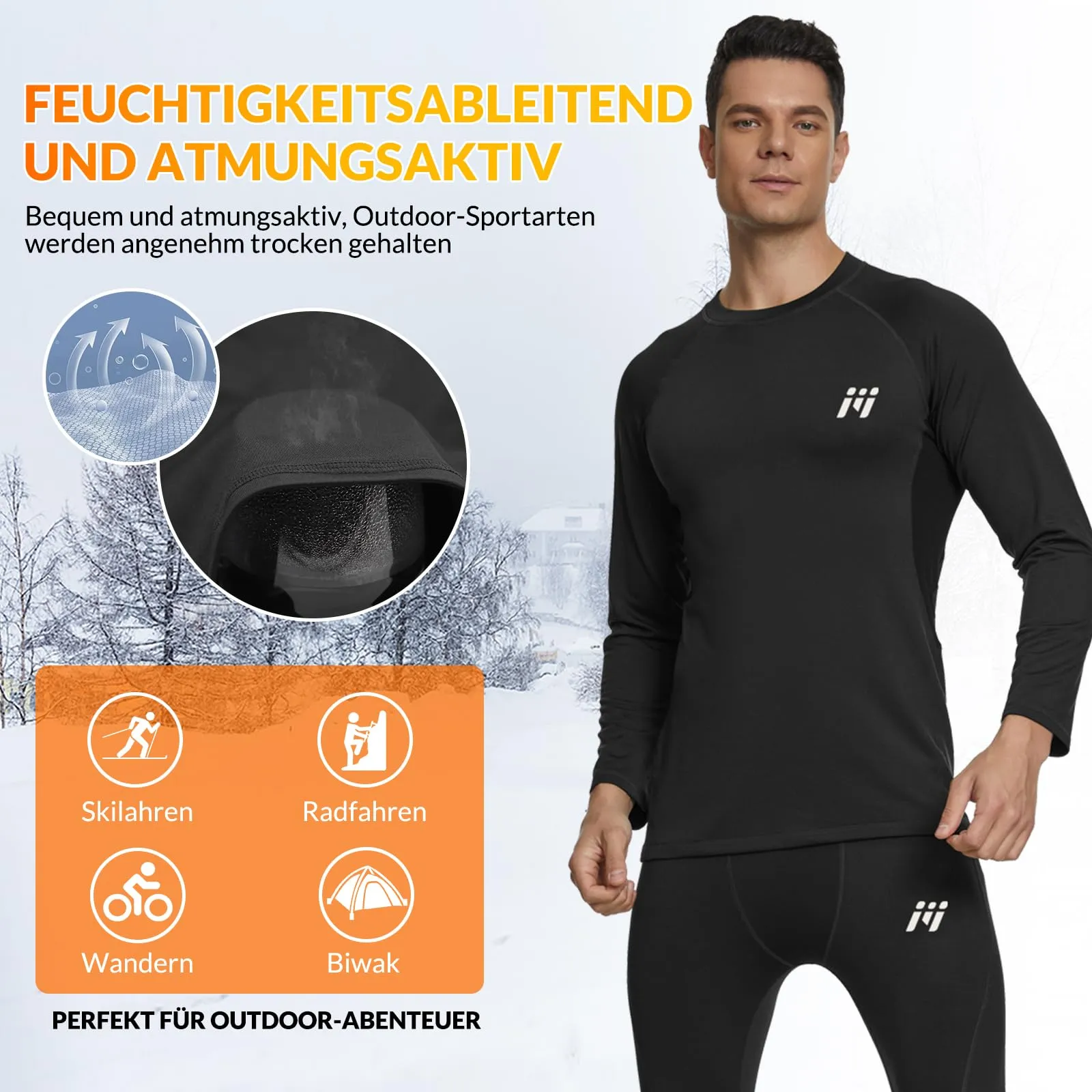 MEETWEE Maglia Termica Uomo a Manica Lunga Compression Baselayer Sport - immagine 2