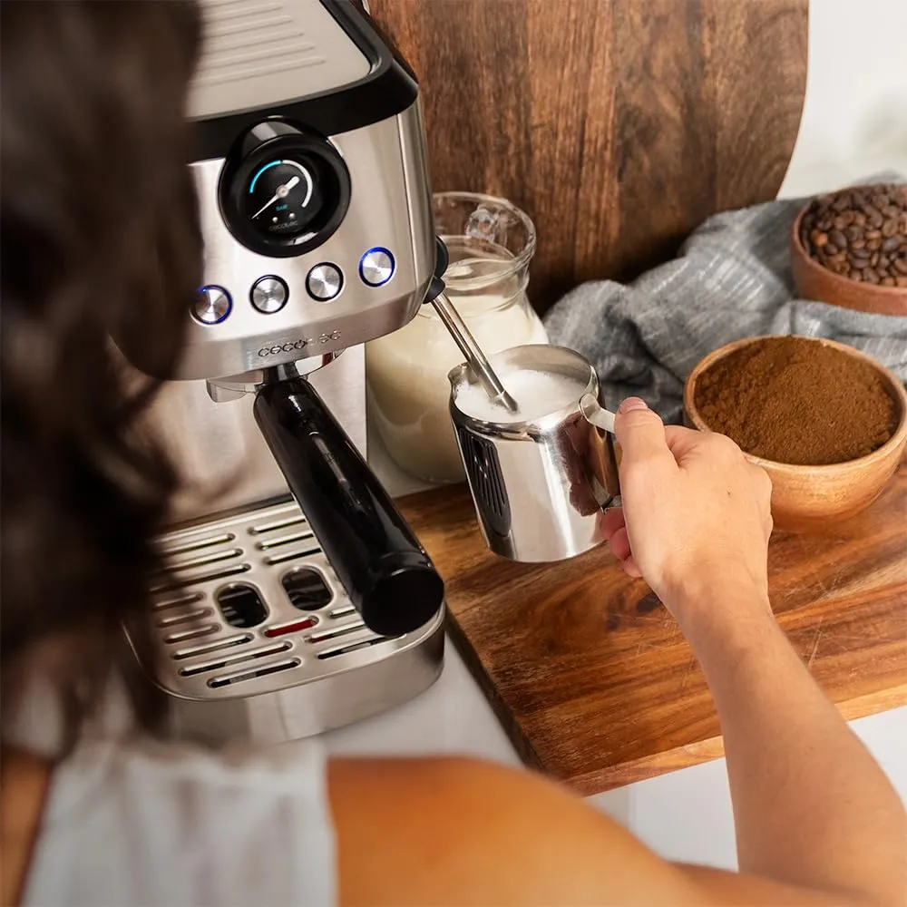 Cecotec Power Espresso 20 Steel Pro Macchina da Caffè Espresso, 1350 W, 20 Bar, Sistema Thermoblock, Vaporizzatore Orientabile, 1,3L, Argento - immagine 9