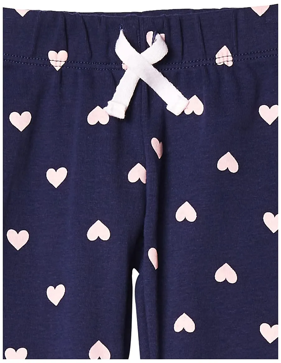 Amazon Essentials Pantaloni in Cotone Bimba, Pacco da 4, Blu Marino/Grigio Cuori/Rosa/Rosa Chiaro, 0-3 Mesi - immagine 2