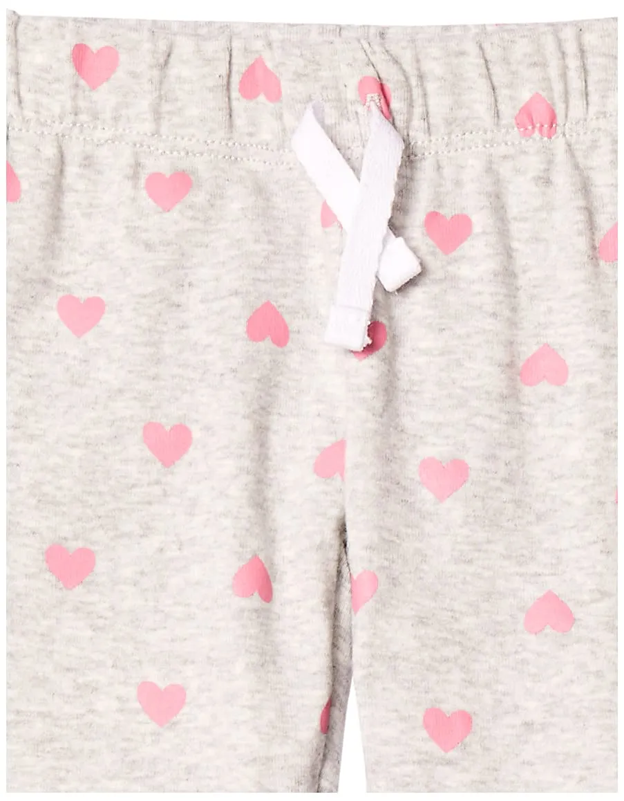Amazon Essentials Pantaloni in Cotone Bimba, Pacco da 4, Blu Marino/Grigio Cuori/Rosa/Rosa Chiaro, 0 Mesi - immagine 3