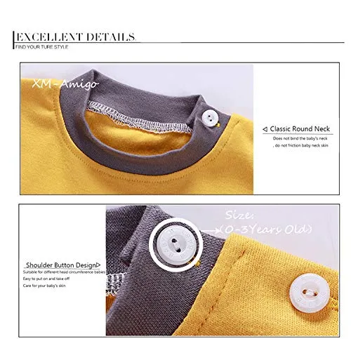 XM-Amigo Pigiami a Maniche Lunghe in Cotone per Bambino Maschio, 6 Pezzi (3 Set) - immagine 3