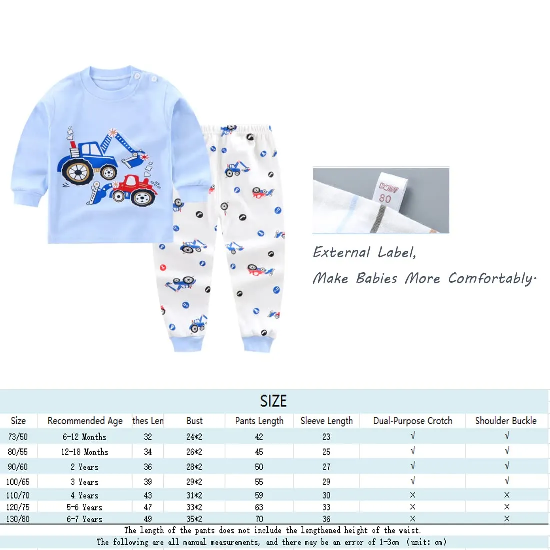 XM-Amigo Pigiami a Maniche Lunghe in Cotone per Bambino Maschio, Set da 3 - immagine 7