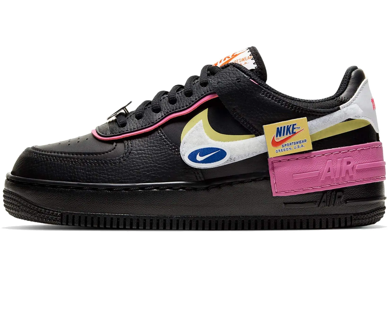 Nike Air Force 1 Shadow CU4743-001 Nero Bianco Verde Lime Fucsia Cosmic 40 EU - immagine 1