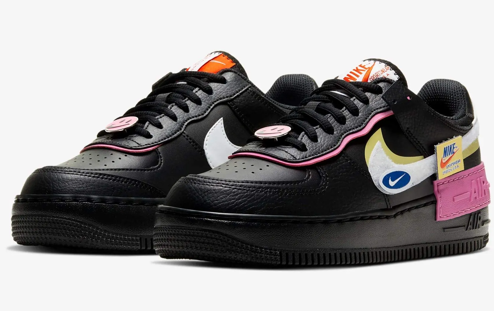 Nike Air Force 1 Shadow CU4743-001 Nero Bianco Verde Lime Fucsia Cosmic 40 EU - immagine 2