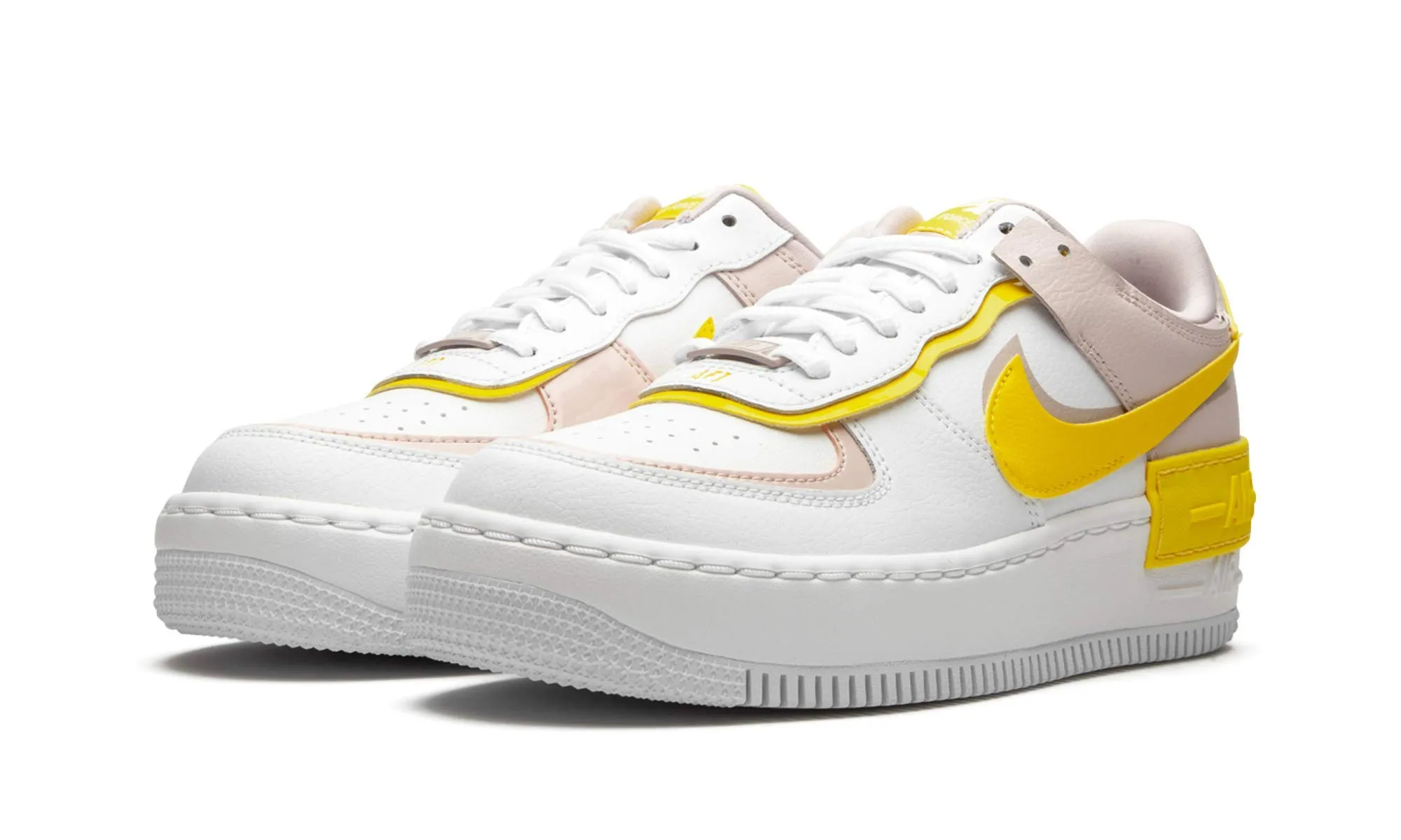 Nike Air Force 1 Shadow Sneaker Donna - Blanco/Speed Yellow-Barely Rose - 36.5 EU - immagine 2