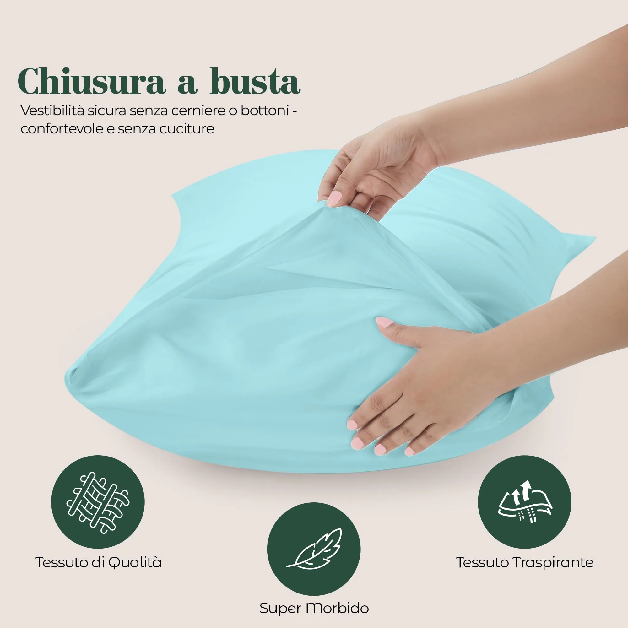 Utopia Bedding Set di 4 Copricuscino, 50 x 75 cm, Blu Spa - immagine 3