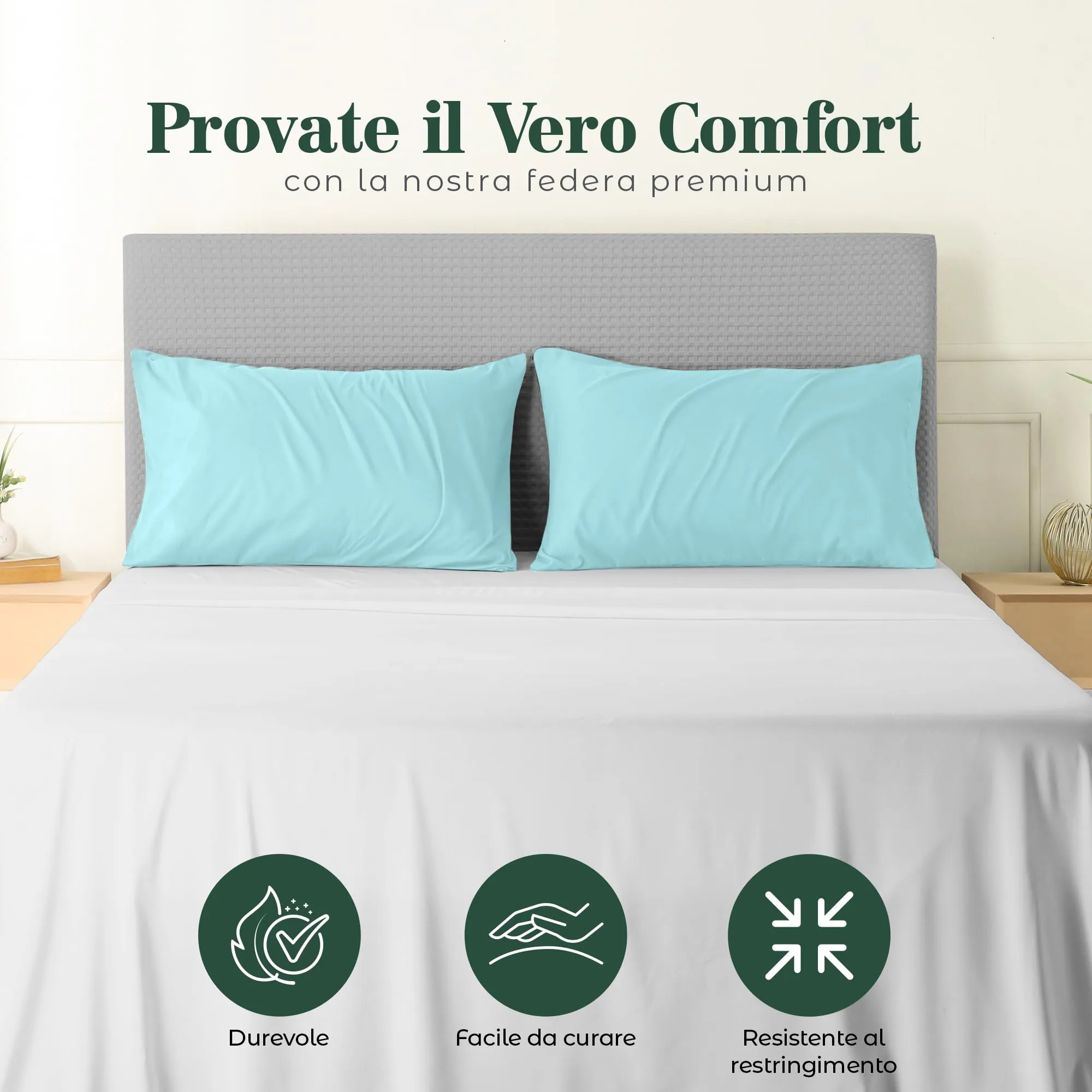 Utopia Bedding Set di 4 Copricuscino, 50 x 75 cm, Blu Spa - immagine 5