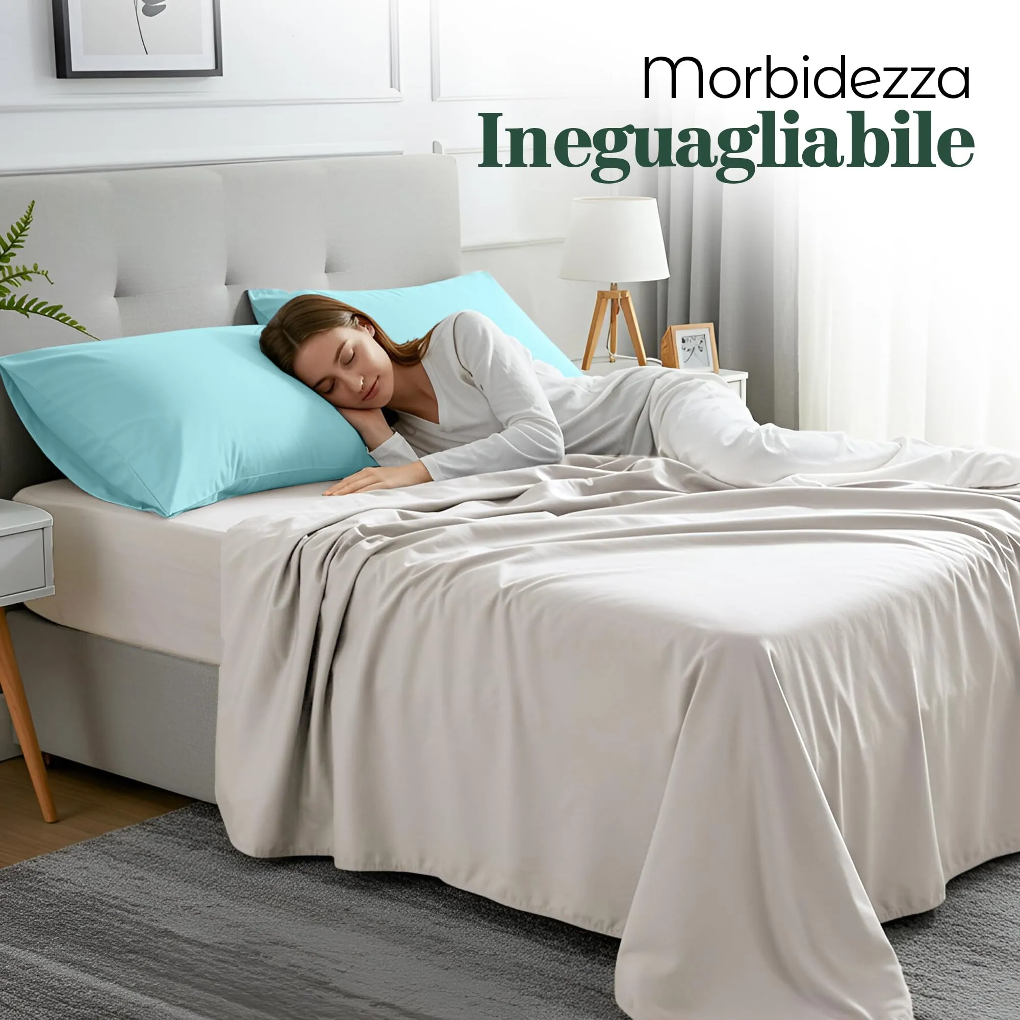 Utopia Bedding Set di 4 Copricuscino, 50 x 75 cm, Blu Spa - immagine 6