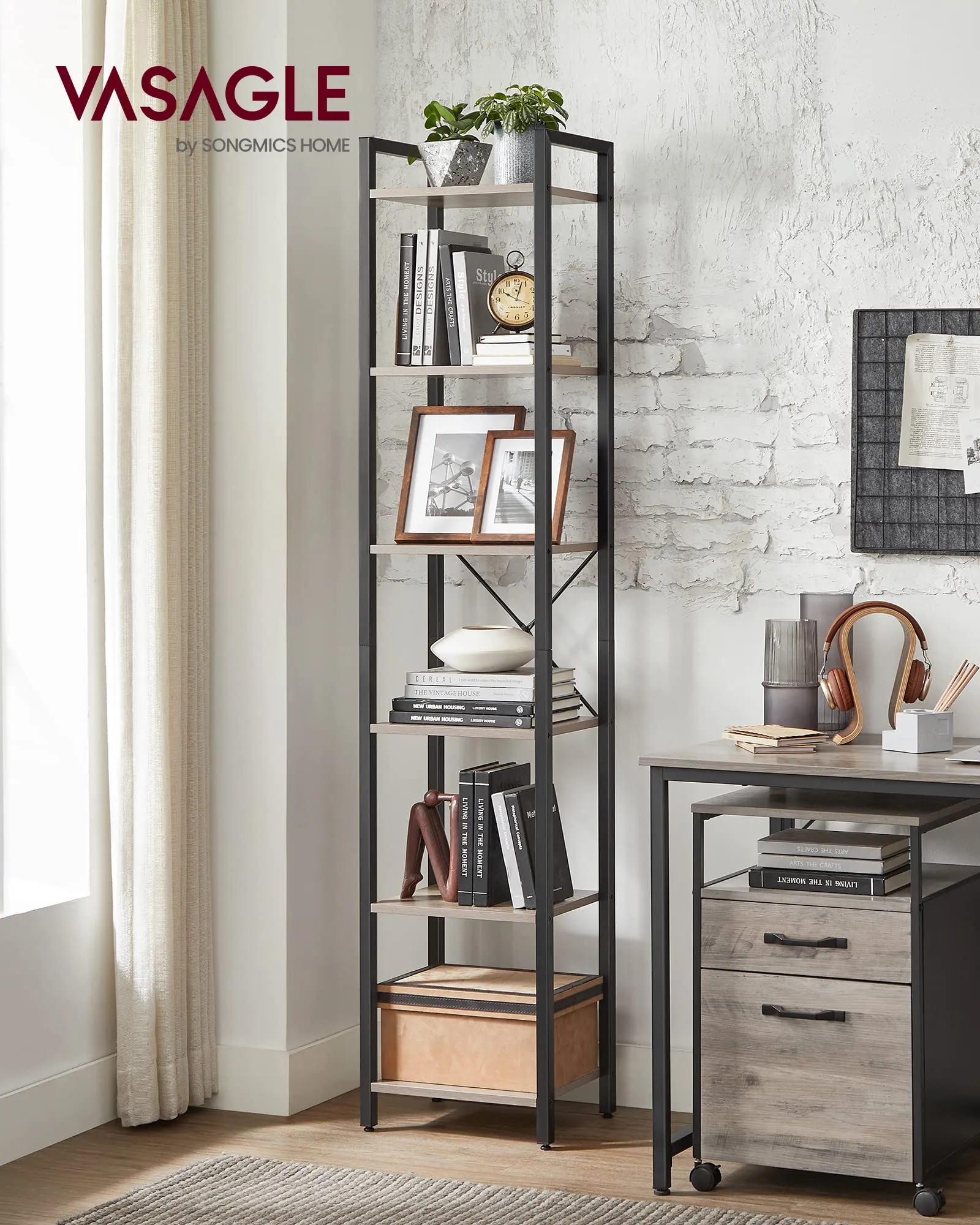VASAGLE Libreria a 6 Ripiani, 39,6 x 30 x 187 cm - immagine 2