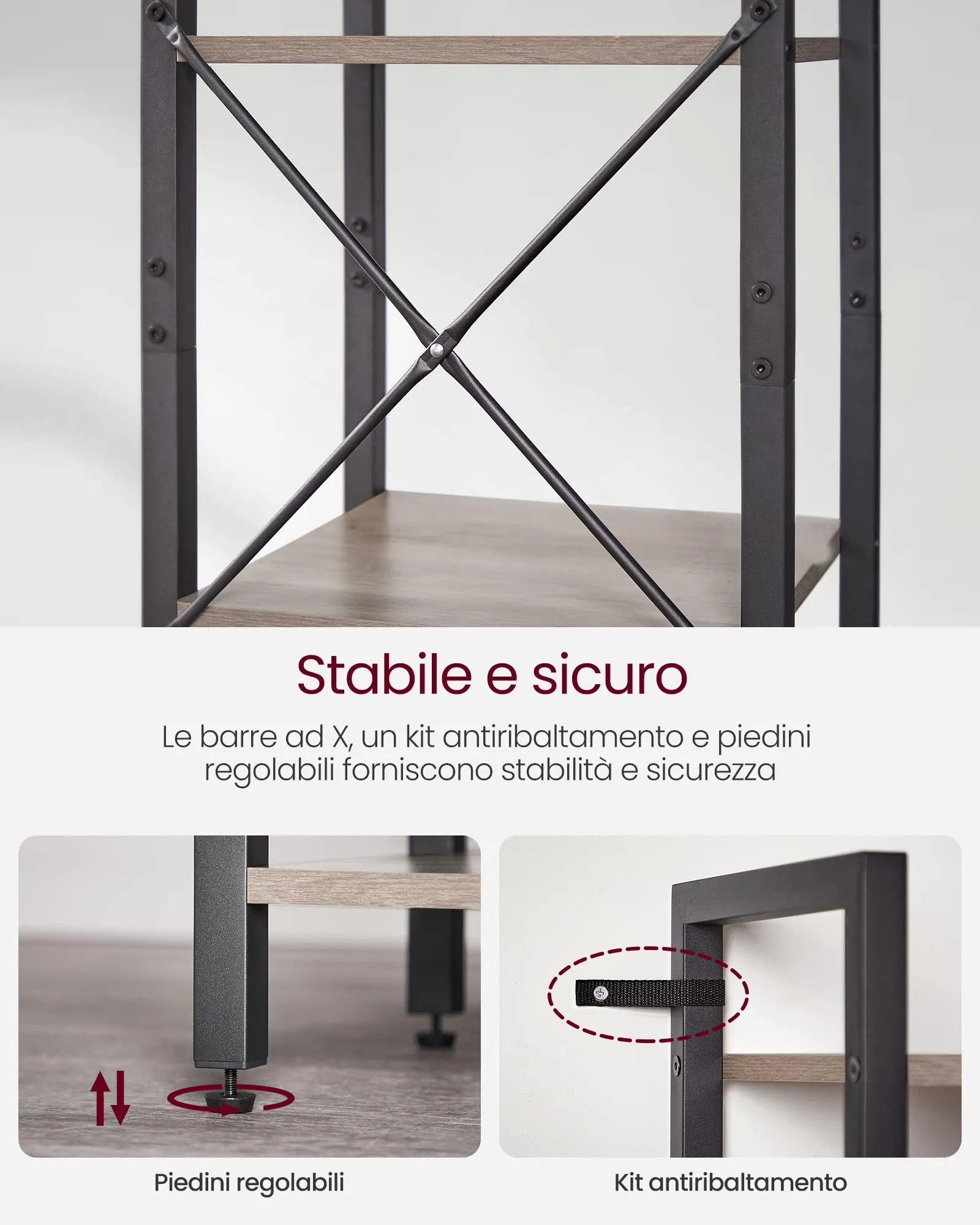VASAGLE Libreria a 6 Ripiani, 39,6 x 30 x 187 cm - immagine 5