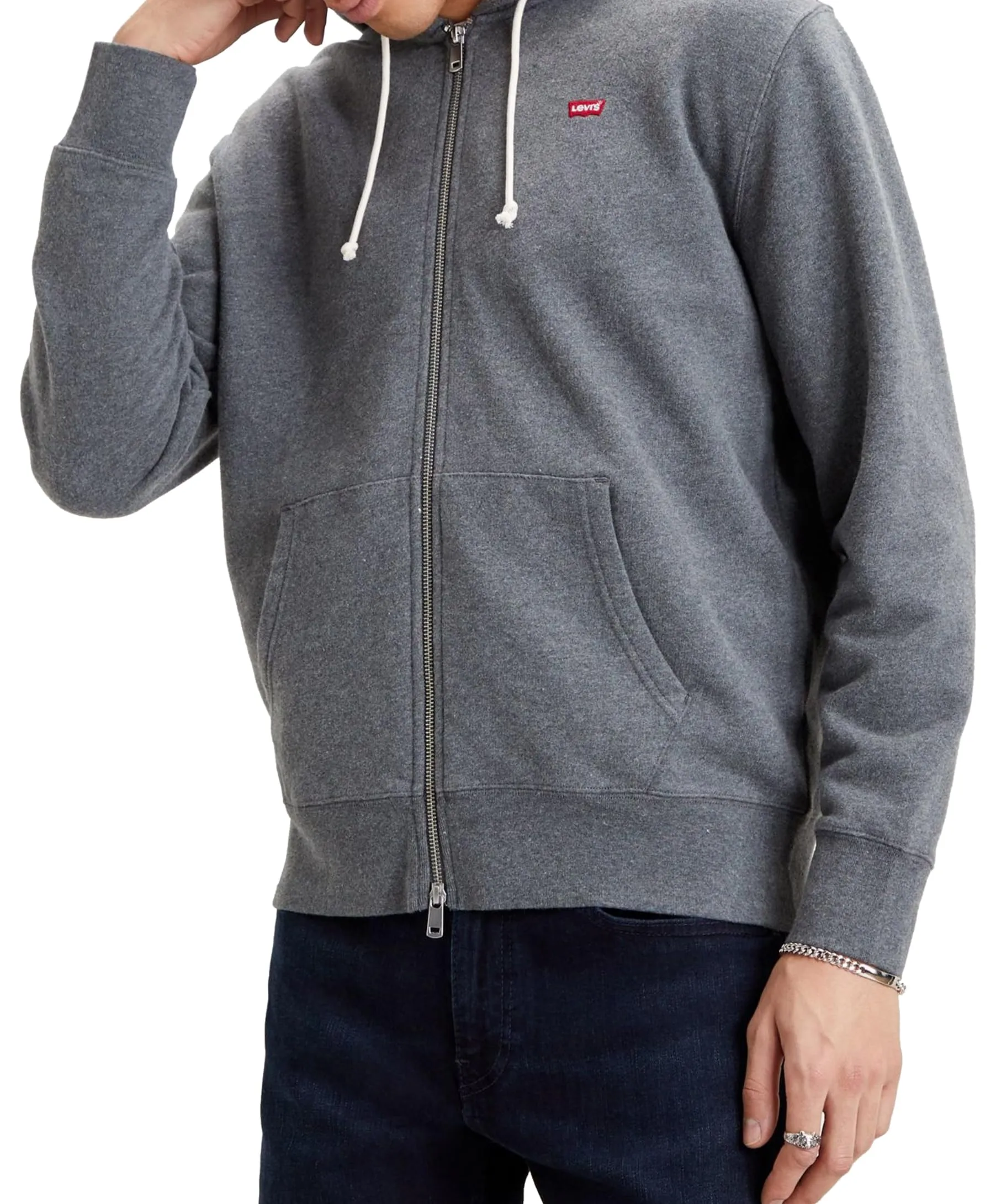 Levi's Felpa con Cappuccio e Cerniera, Grigio, XS - immagine 1
