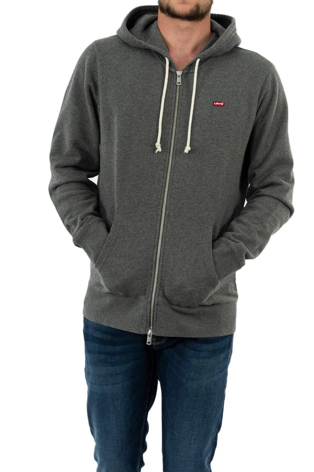 Levi's Felpa con Cappuccio e Cerniera, Grigio, XS - immagine 3