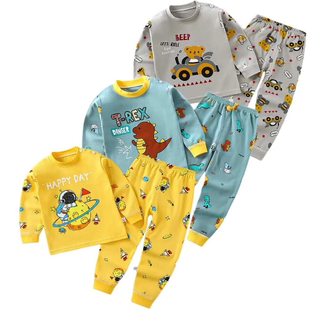 XM-Amigo Pigiami a Maniche Lunghe in Cotone per Bambino Maschio, Set da 6 Pezzi - immagine 1