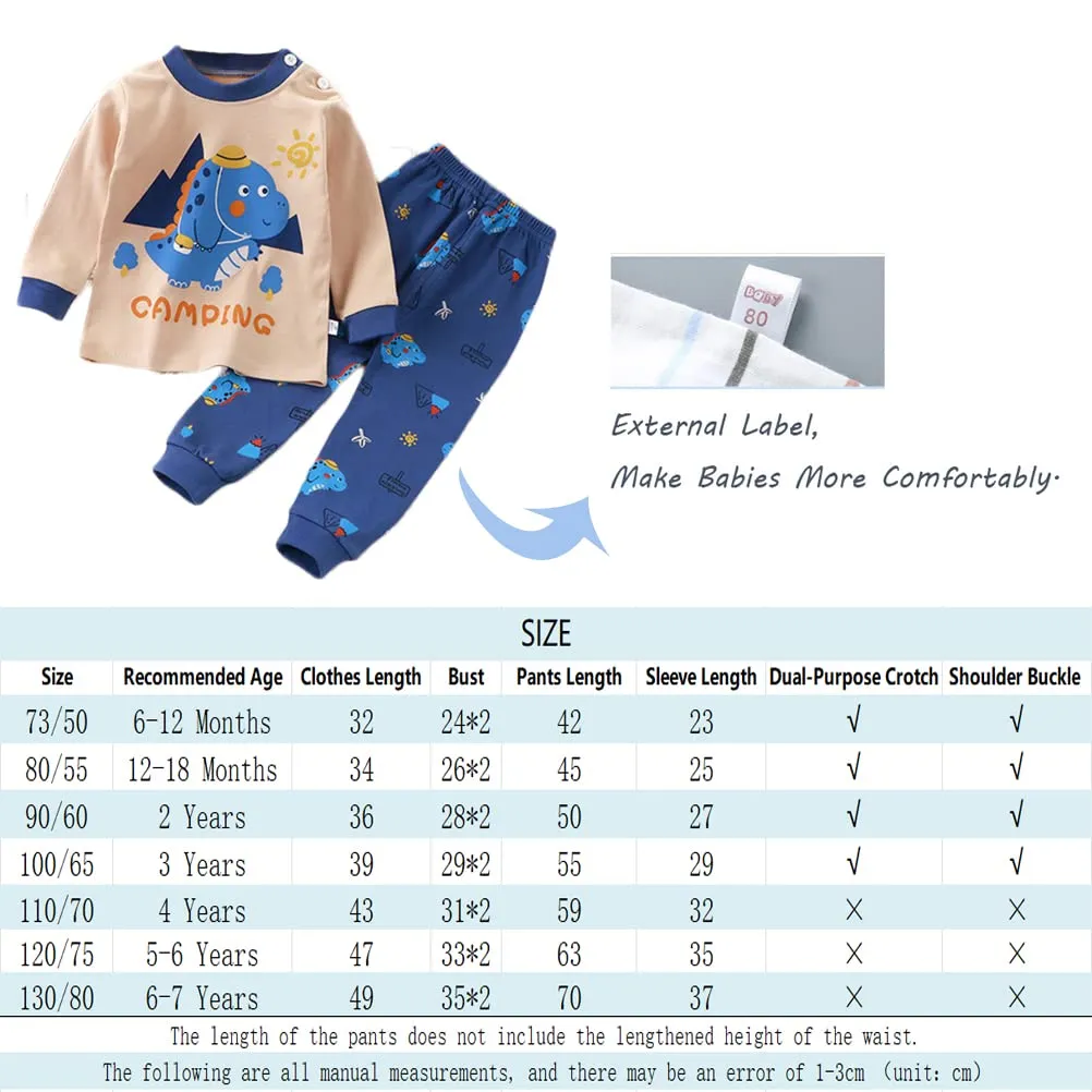 XM-Amigo Pigiami a Maniche Lunghe in Cotone per Bambino Maschio, 6 Pezzi (3 Set) - immagine 3
