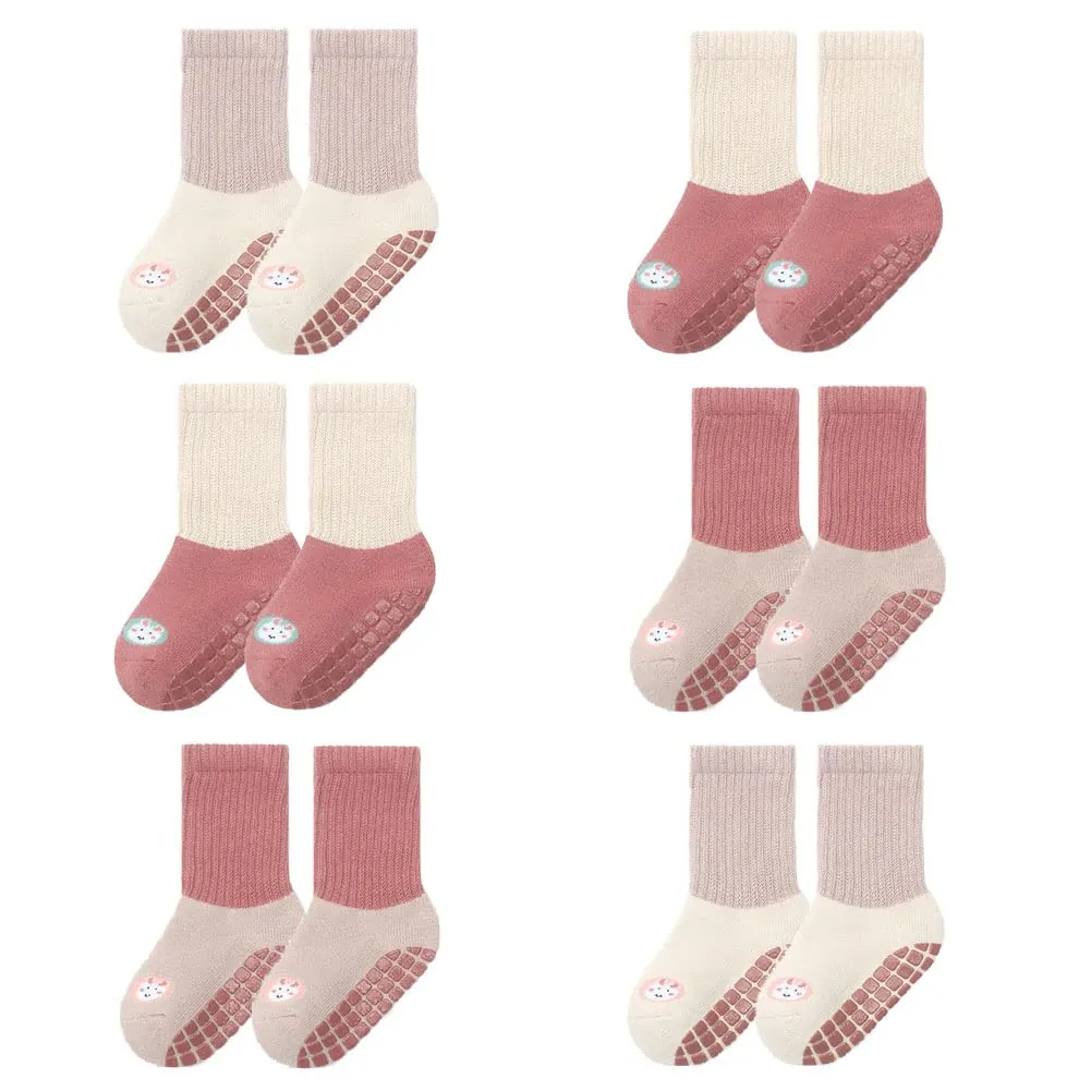 FedMois Calzini Antiscivolo Invernali Termici in Cotone per Bambini, Coniglio, 1-3 anni, 6 Paia - immagine 1